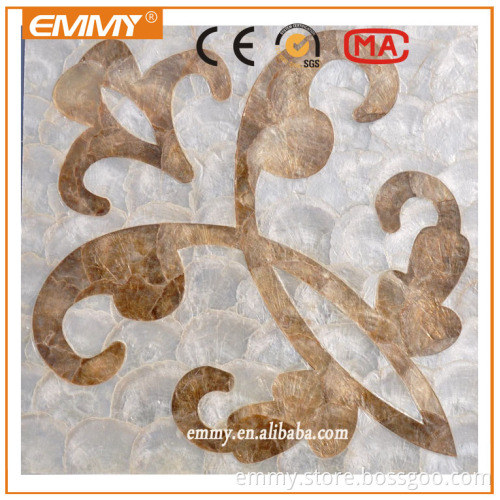 hot sale gold capiz styles inlay hotel wall mosaic tile